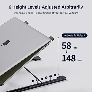 6 Levels Height Adjustable Foldable Aluminum Portable Laptop Stand