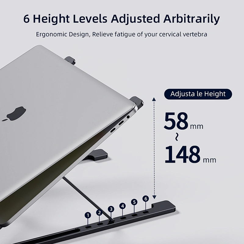 6 Levels Height Adjustable Foldable Aluminum Portable Laptop Stand